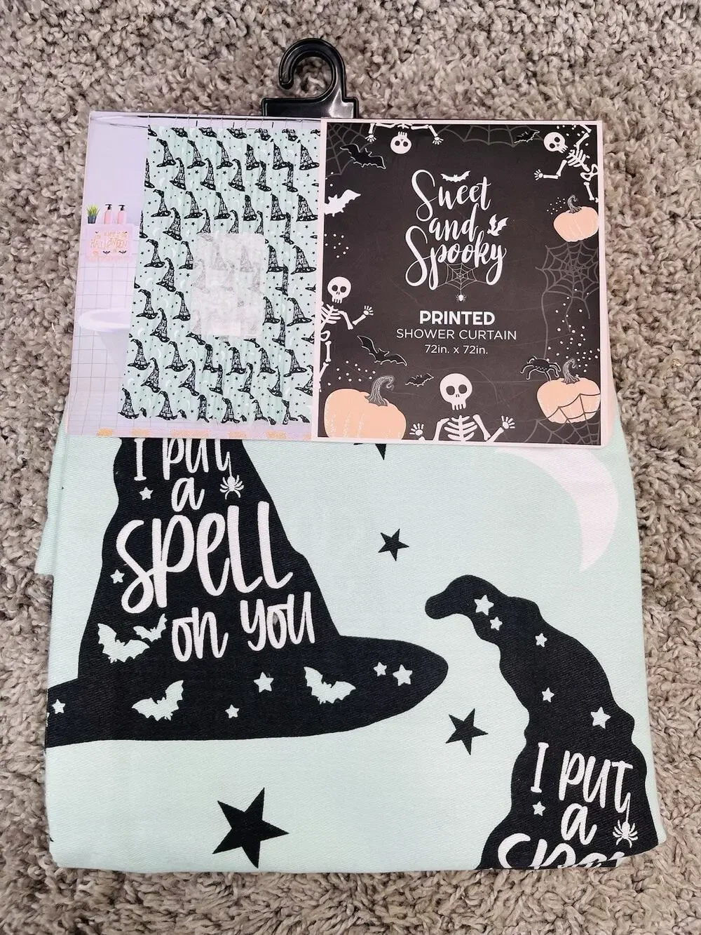 Sweet and Spooky Shower Curtain Halloween I Put A Spell On You Printed Design